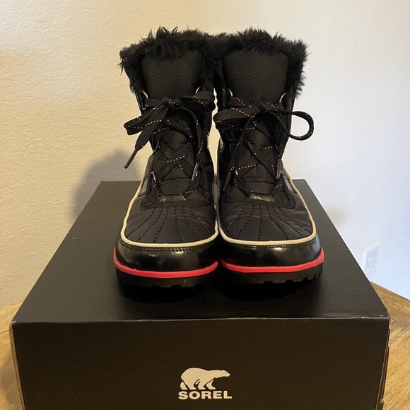 Sorel Tivoli Duck Snow Boot Women’s 8.5 Waterproof Winter Lace-Up- Black/HotPink - Picture 6 of 8